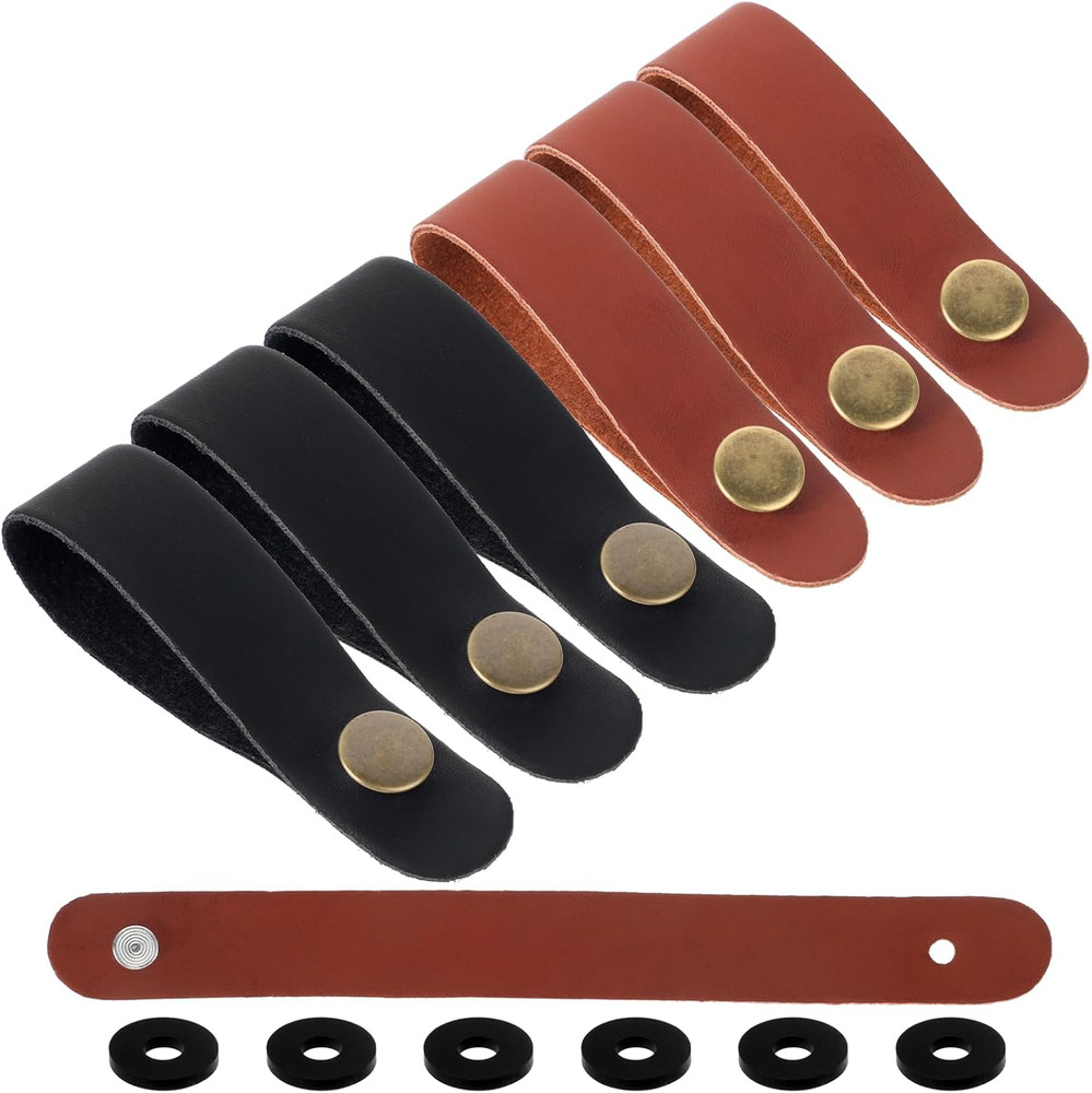 6PCS Leather Guitar Neck Strap Button, Acoustic Guitar Strap Lock Adapter, Leath