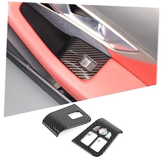 Interior Window Glass Lift Switch Button Cover Compatible Carbon Fiber Pattern