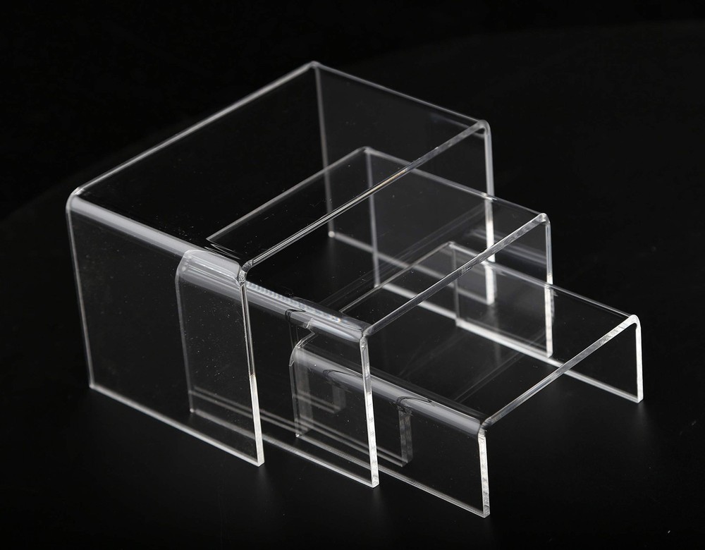 6 -Piece Strong Clear Acrylic Rectangular Riser For Retail Shelf Showcase