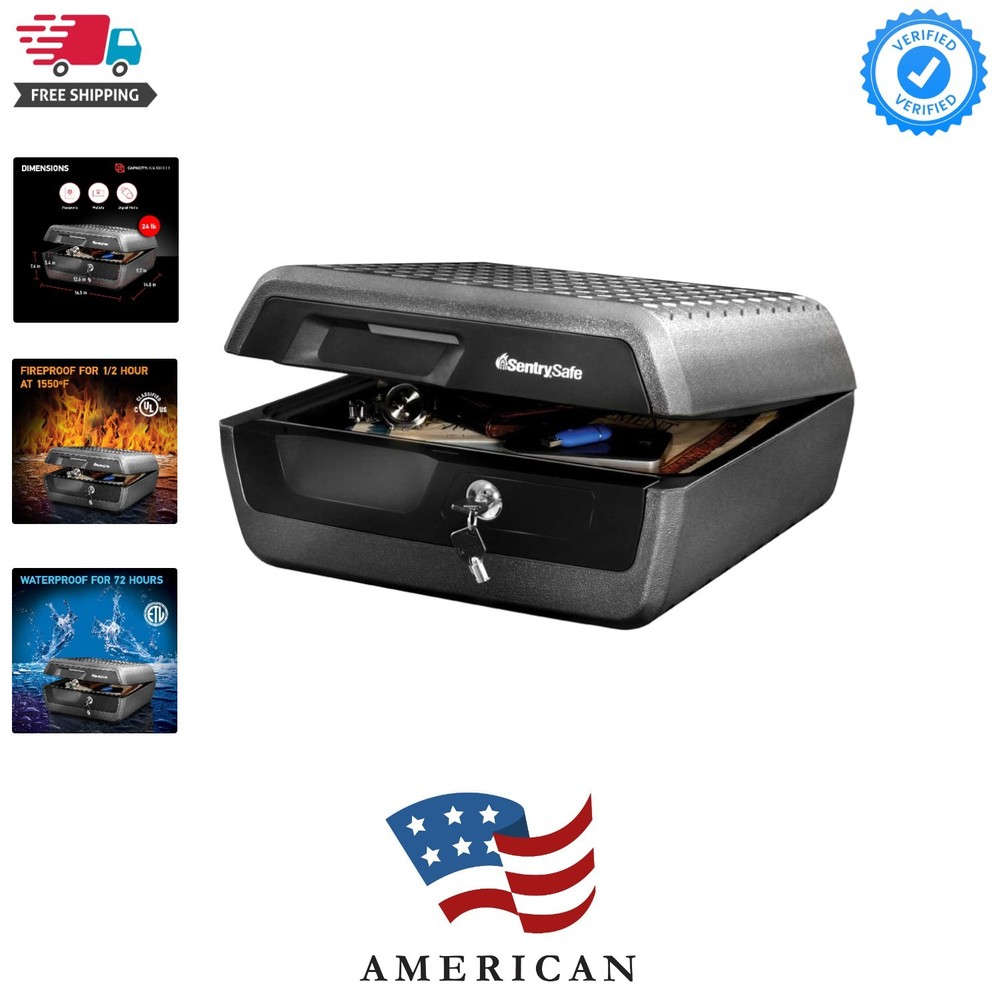 Fireproof and Waterproof Document Safe with Key Lock, Lock Box for Cash, Pass...