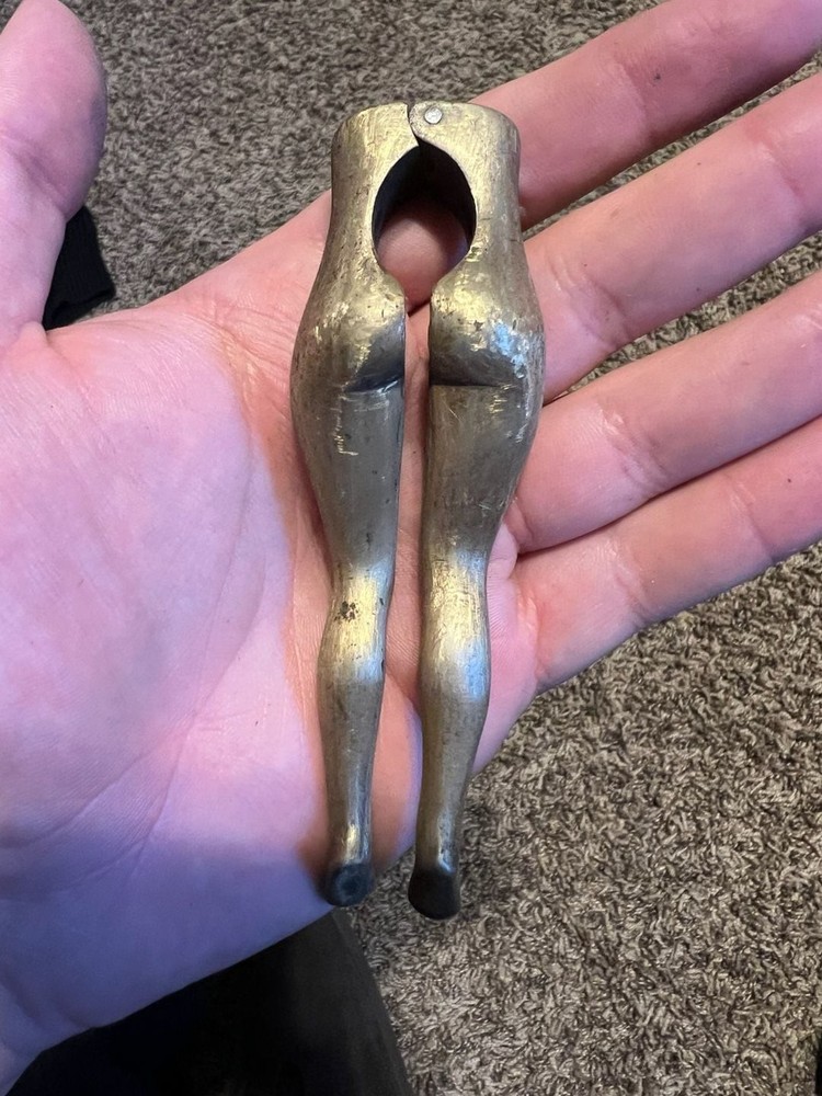 Vintage Solid Brass Risqué Lady Legs Nutcracker Domestic Decor