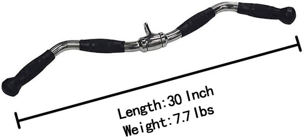 Lat Bar Cable Machine Attachment, Curl Pulldown Bar with Full Rotation and Rubbe