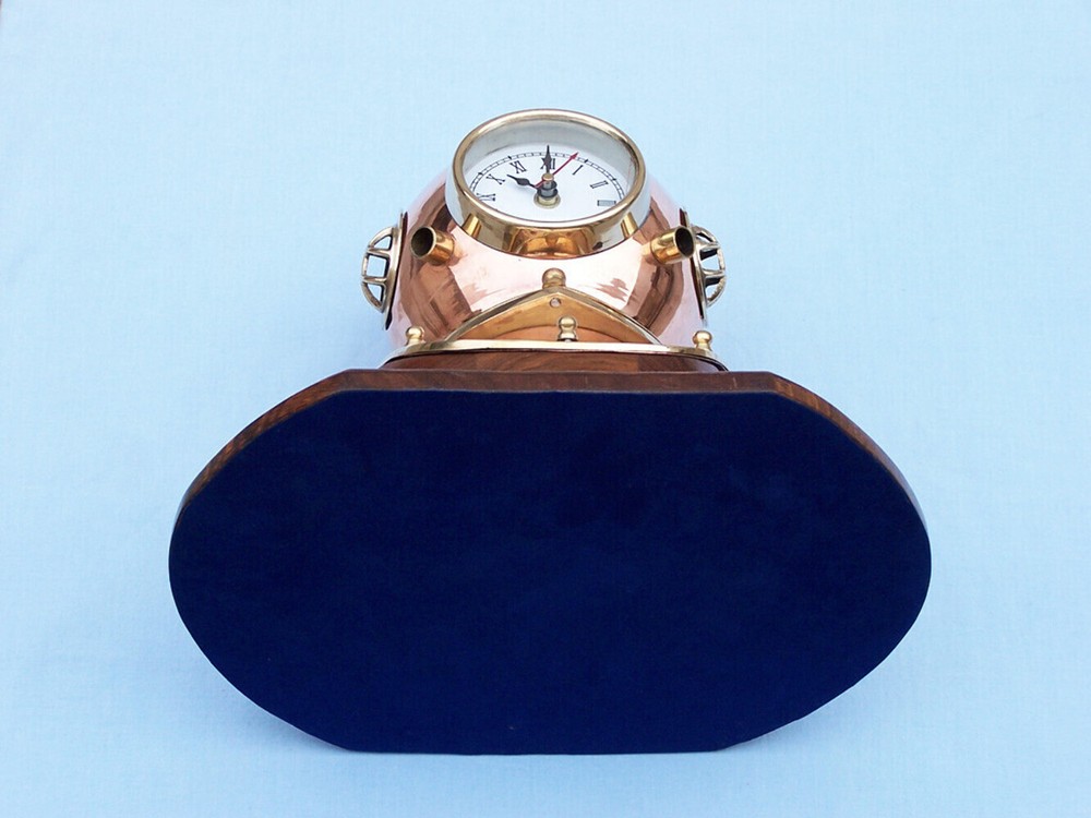 Copper Decorative Divers Helmet Clock 12"