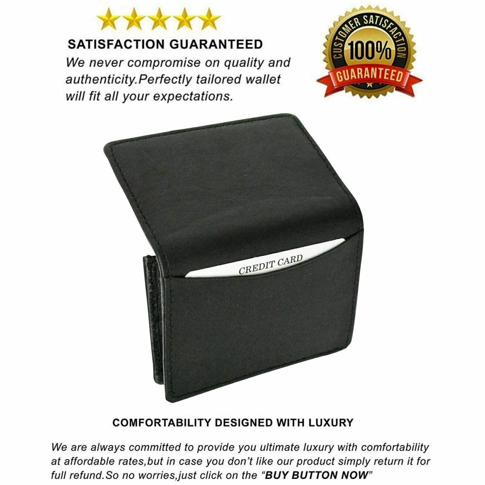 RFID Mens Slim Front Pocket Wallet Genuine Leather Bifold ID/Credit Card Holder