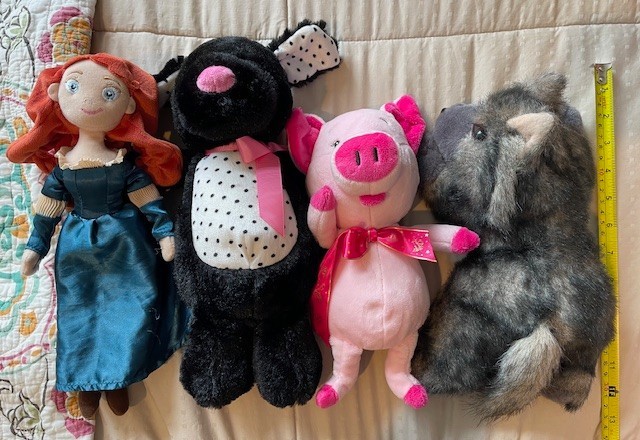 Lot of 7 Plush Toys Brave Merida Russ Berrie Patches Dog Webkins Dalmation Wolf