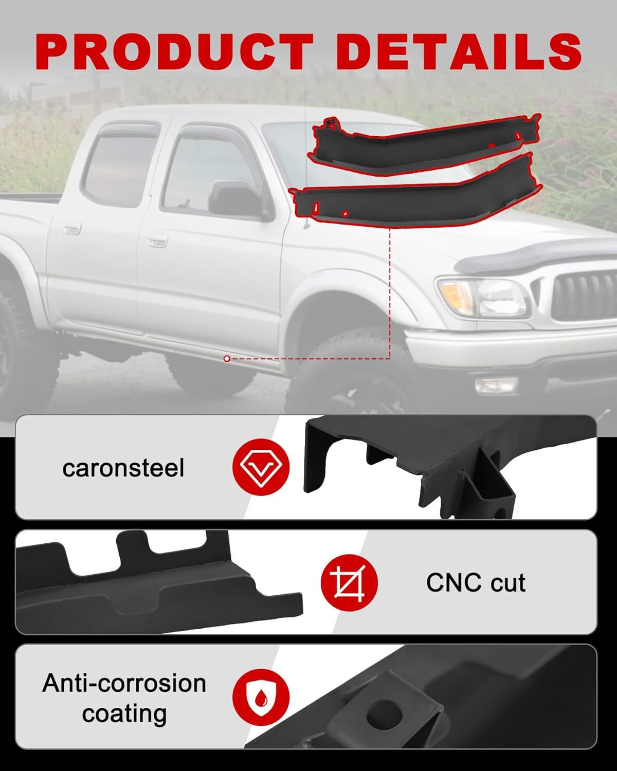 Center/Mid/Mid-Rear/Rear Frame Repair Kit for 2000-2004 Toyota Tacoma Double Cab