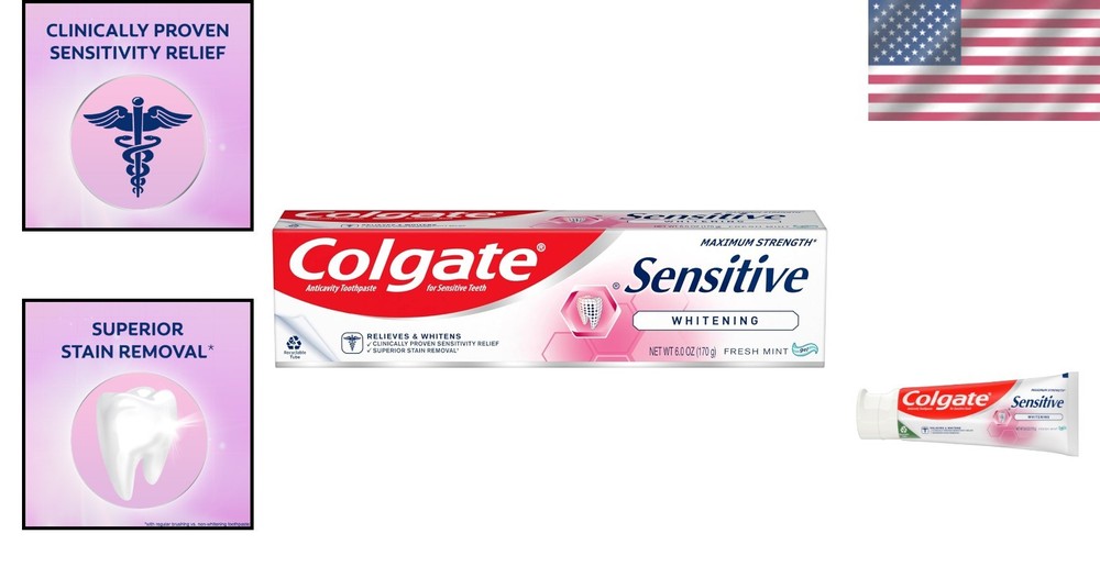 Sensitive Teeth Whitening Toothpaste - Approved, 6oz for Lasting Relief
