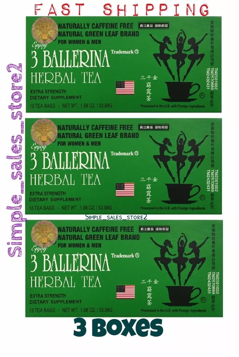 3 Boxes - 3 Ballerina Extra Strength Herbal Dieter's Tea 18-Bags