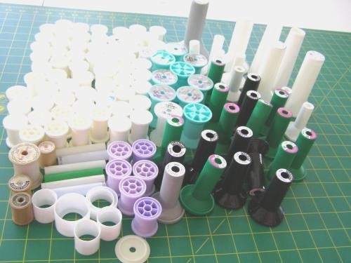 120 Empty thread spools Various sizes & colors + misc circles Craft project#1653