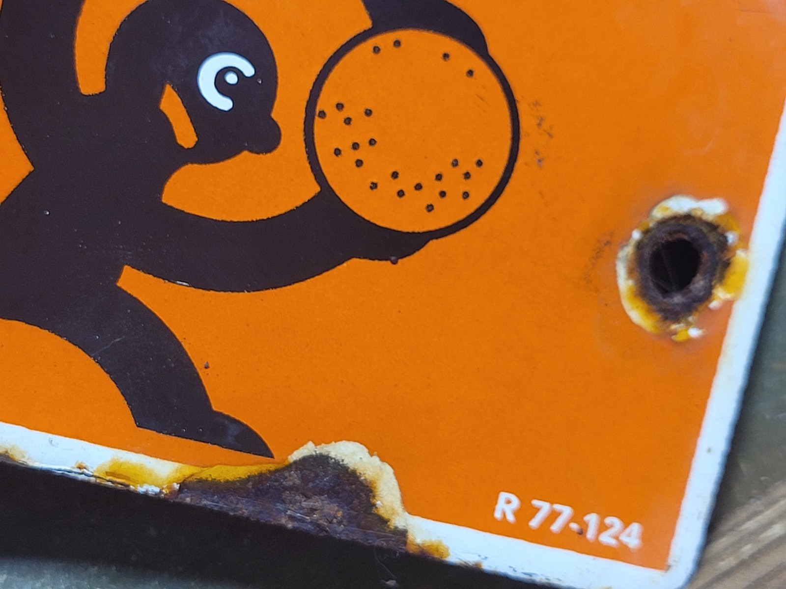 VINTAGE ORANGE CRUSH PORCELAIN SIGN ICE COLD COLA BEVERAGE SODA DRINK POP CRUSHY