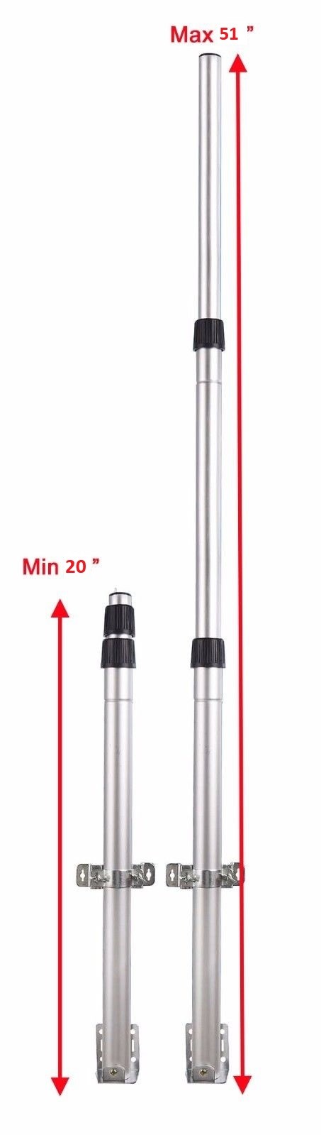 TELESCOPING ANTENNA MAST POLE ADJUSTABLE 20" - 51" USE W/ OUTDOOR ANTENNA