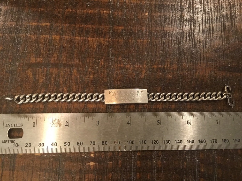 ORIGINAL WWII STERLING TRIFARI ID BRACELET MAJOR ADJ GENERAL MASONIC ENGRAVED