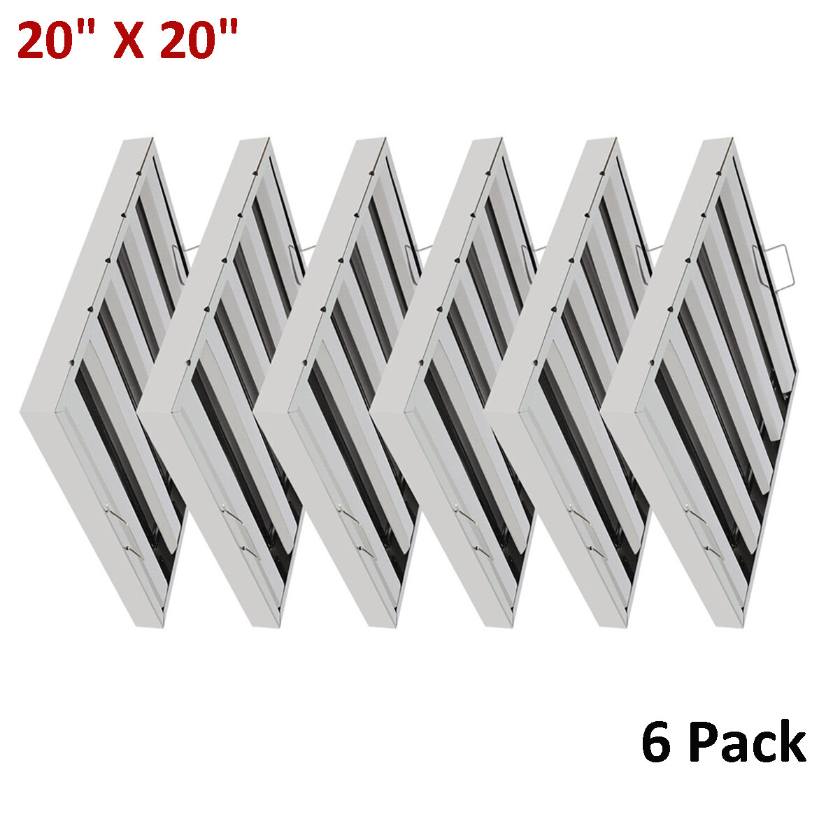 20"X20" Commercial Hood Filters 6 Pcs Stainless Steel Hood Grease Filter Baffle