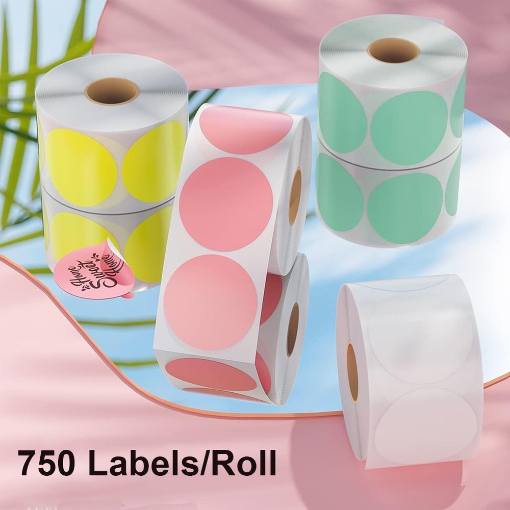 2" Circle Code Dot Sticker Self-Adhesive Round Direct Thermal Labels 750/Roll