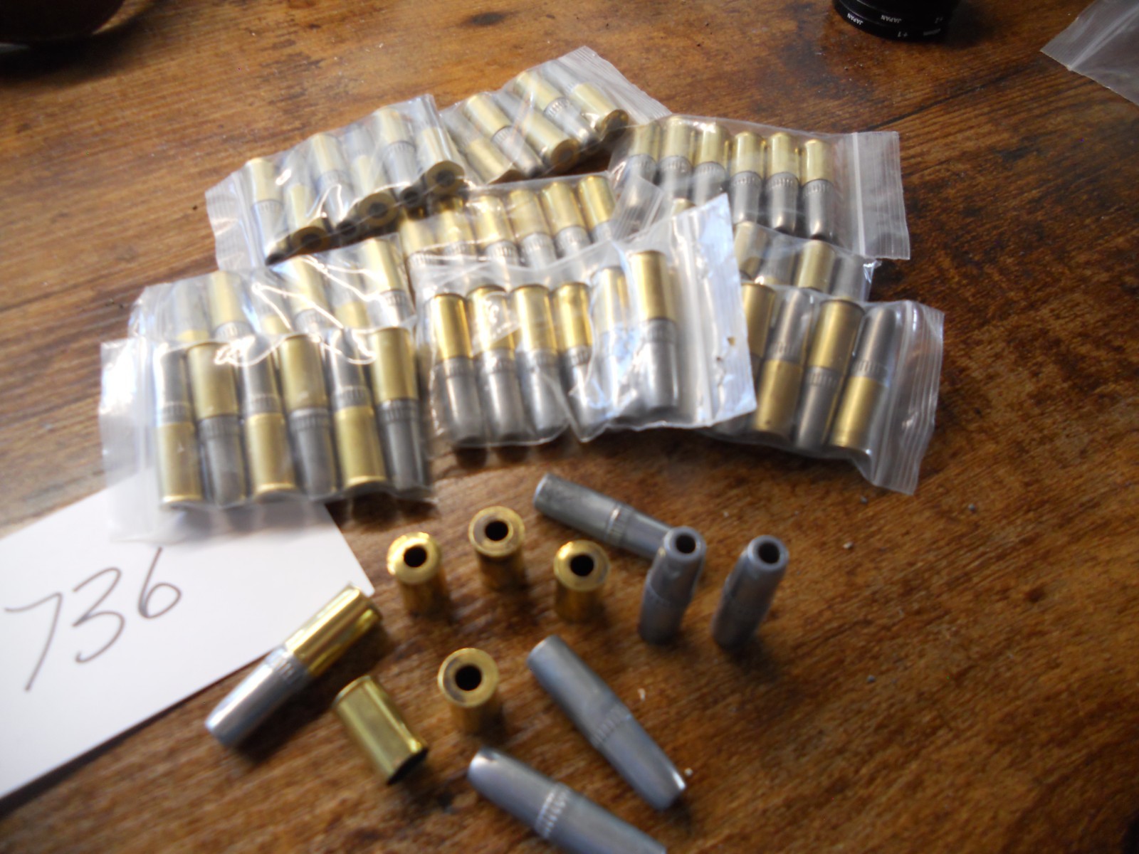 Hubley Colt 45 44 Set a 6 two piece. Bullets. open bottom #736