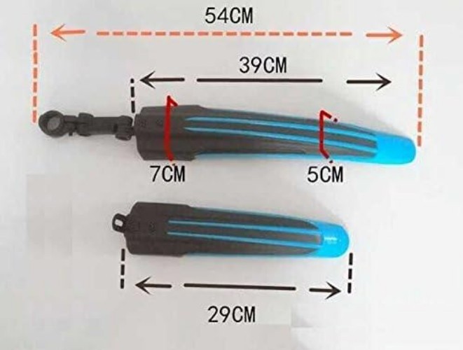 Streamlined Adjustable Mudguard Set for Road & Mountain Bikes - Red + Black