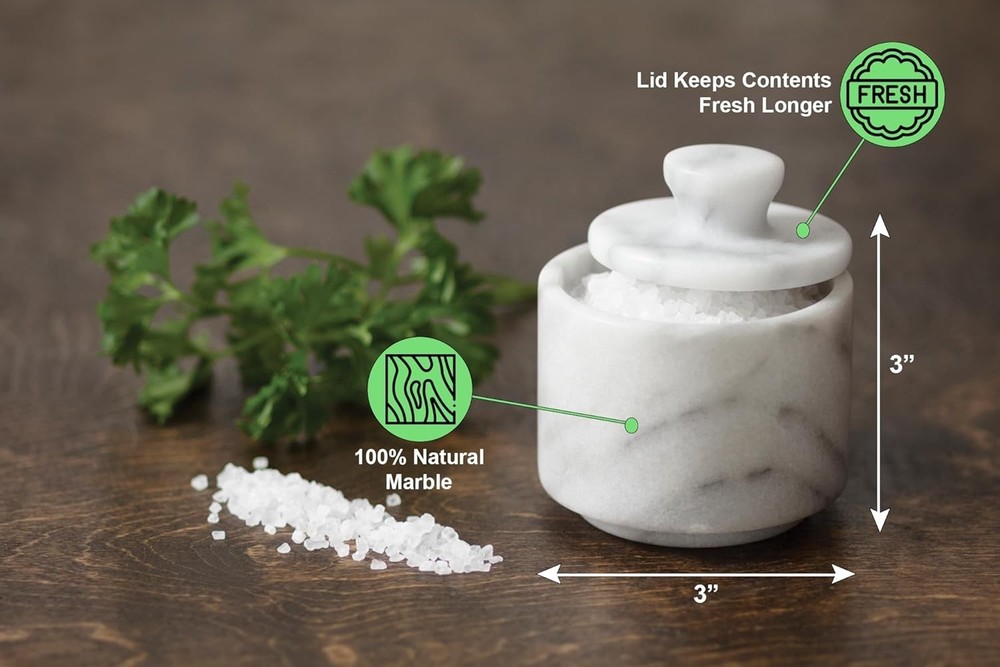 Marble Salt Cellar, White 3" x 3"