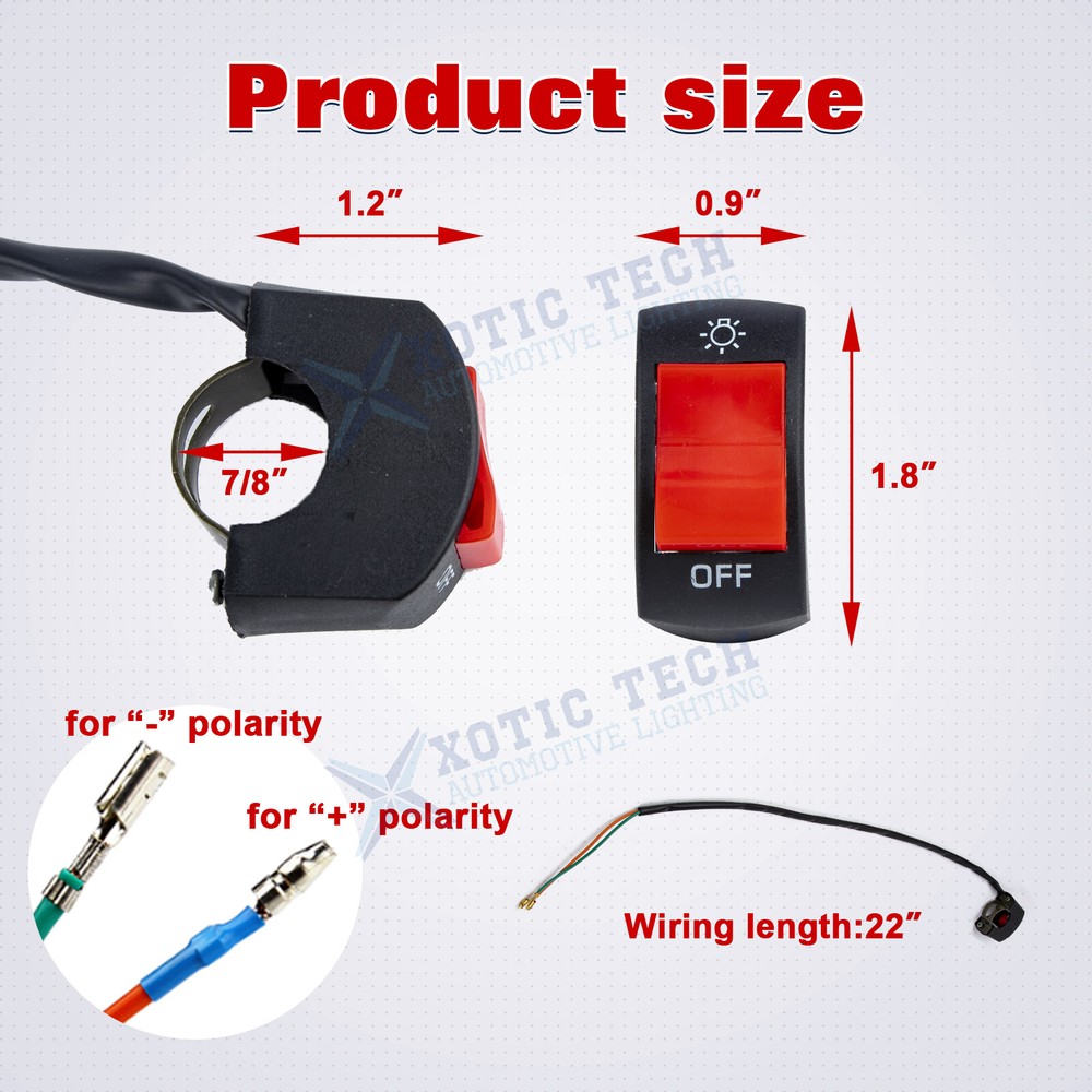 7/8inch Motorcycle Handlebar Switch Control Mount LED Headlight On/Off Button