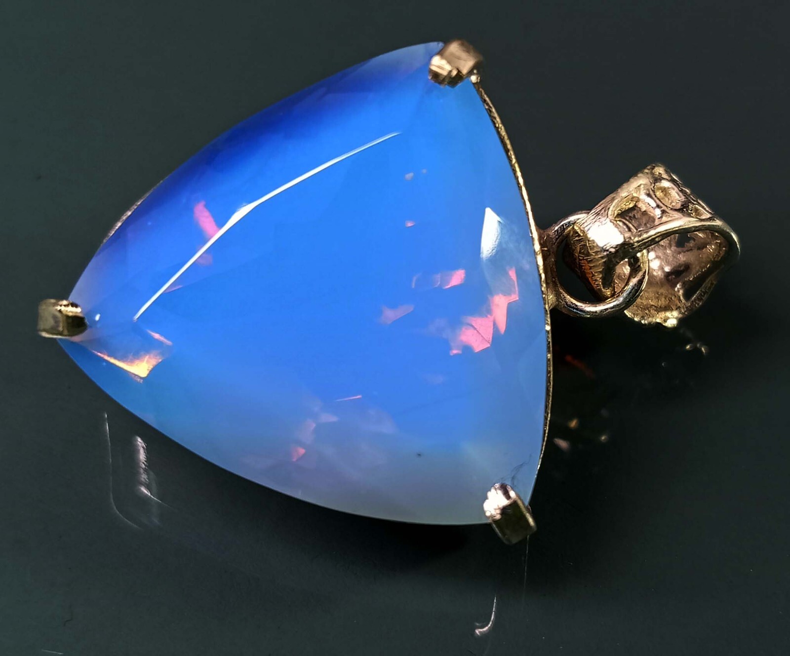 Trillion Cut Pendant 54.25 Ct Opal Blue Natural Loose Gemstone Locket Certified