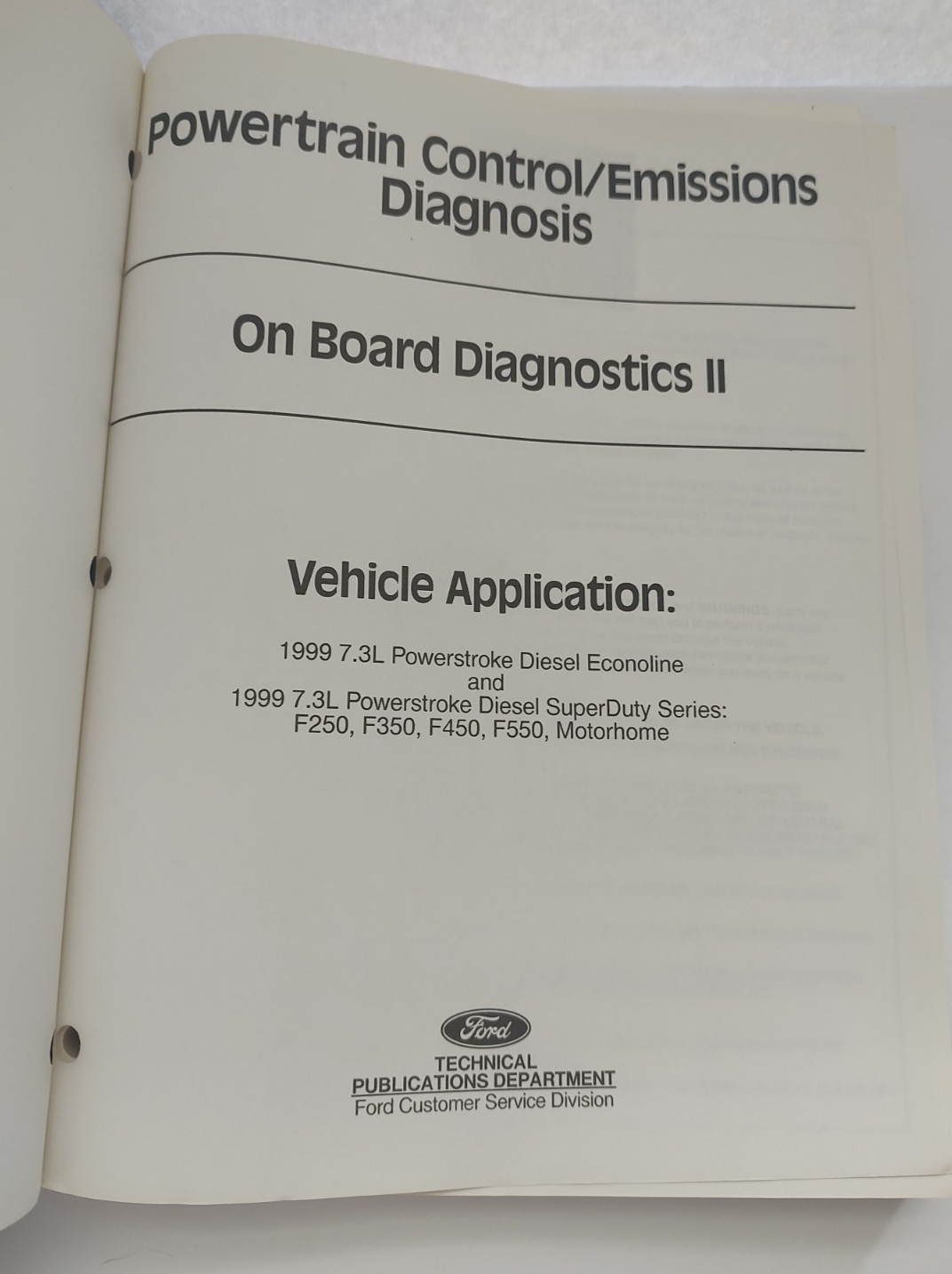 1999 Ford F450 7.3L Powertrain Control Emission Diagnosis Service Manual