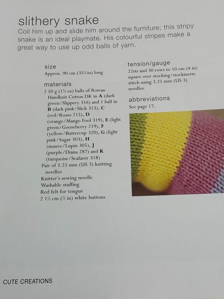 Slithery Snake Knitting Pattern Toy Book Pages