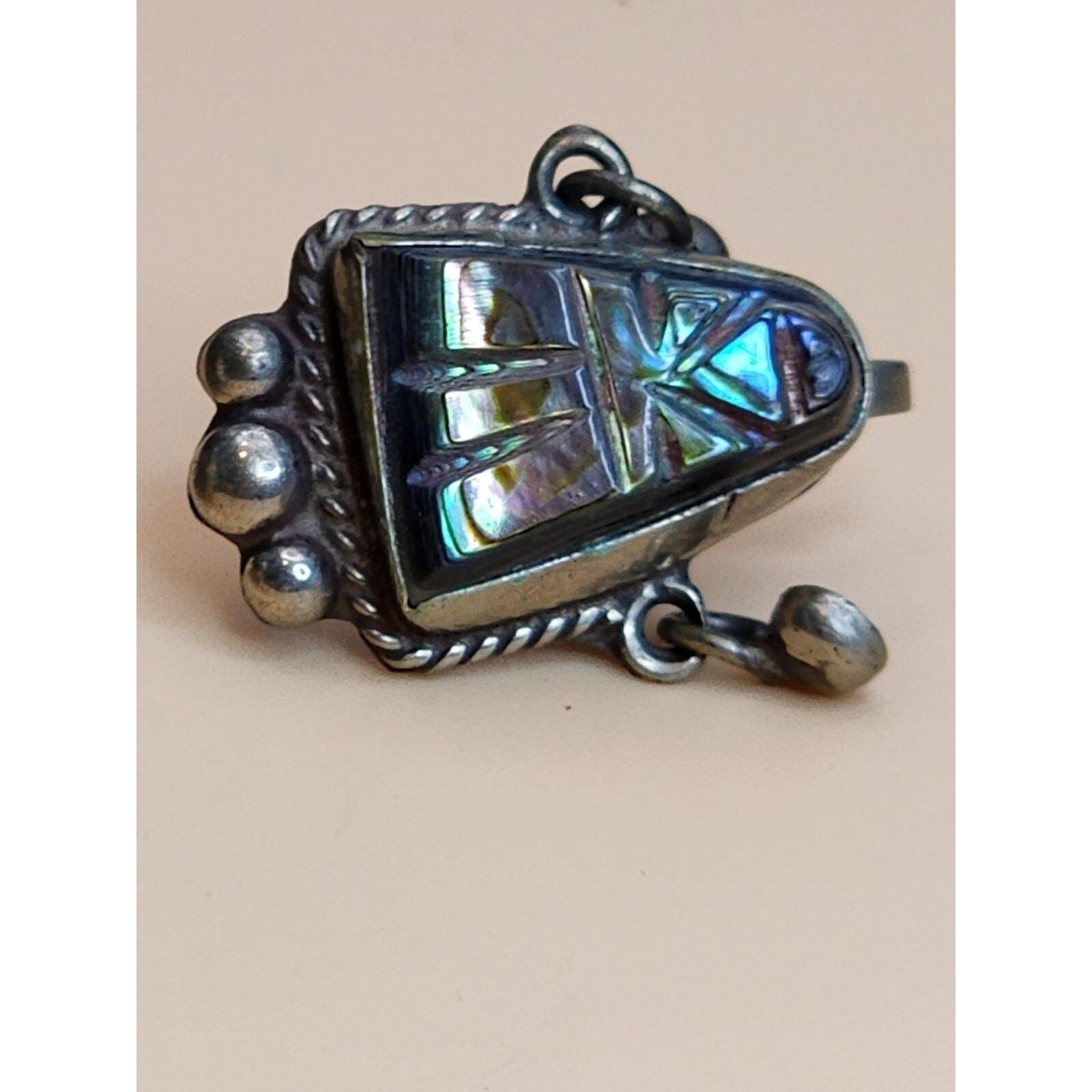 70 Yr Old TAXCO MEXICO Sterling Silver Abolone Bracelet & Earrings Set 61.66 Gr.