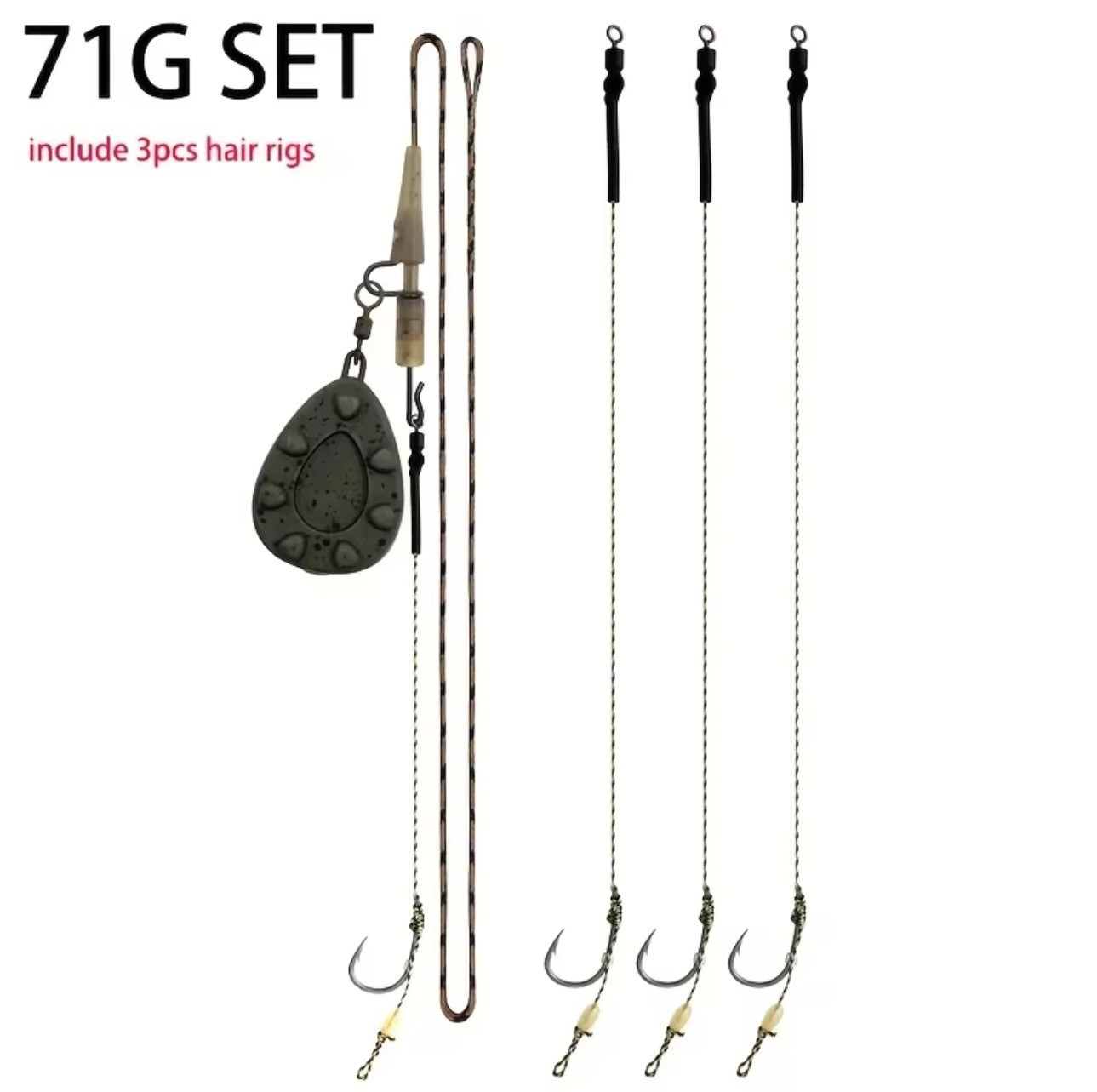 Carp Pre Tied Complete Rigs & Weights 4 hair rigs with weight