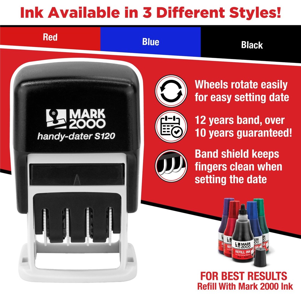- S120 Self-Inking Date Stamp - Black Color