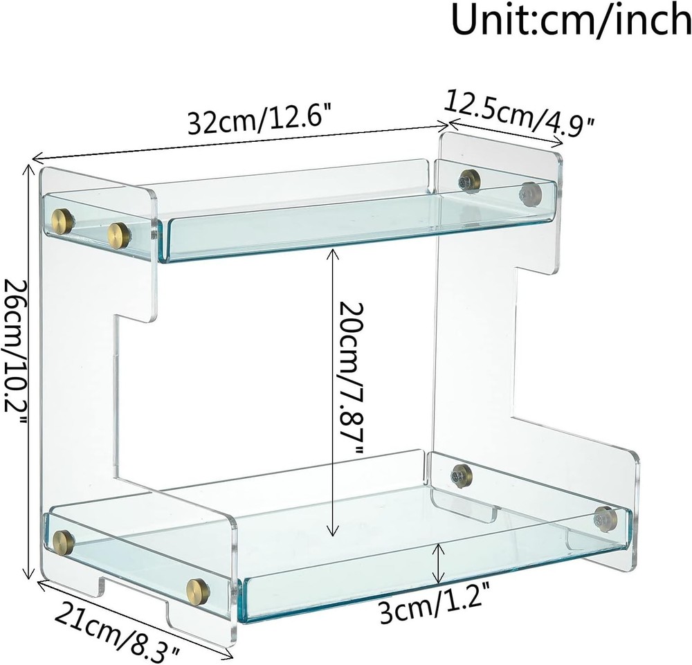 Clear Acrylic Double Layer Cosmetic Shelf