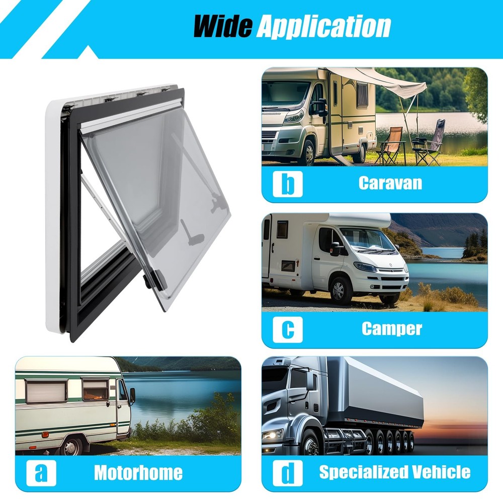 RV Window 36x20 Hinged Push Out Double Glazed Ventilation Hatch