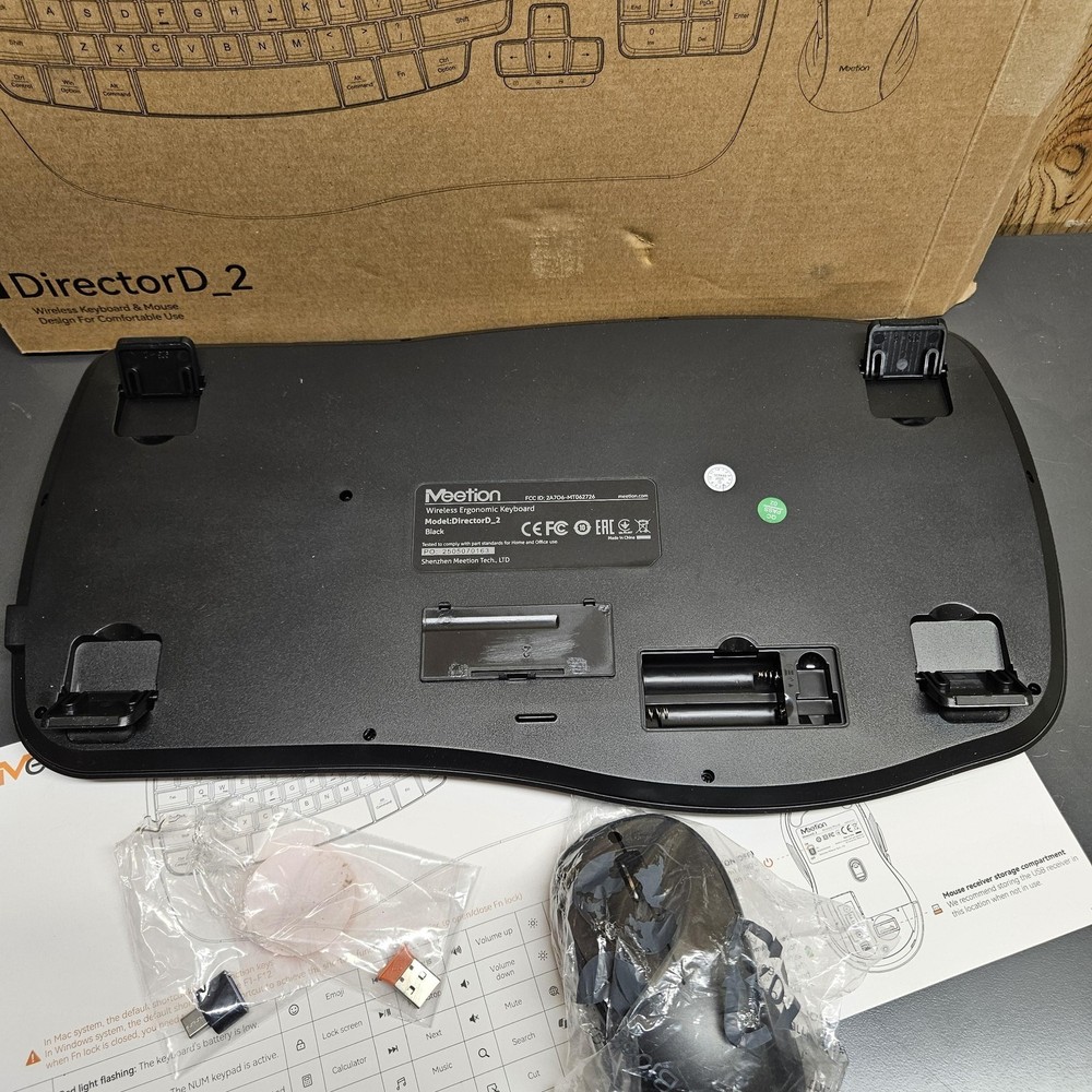 Meetion DirectorD_2 Wireless Ergonomic Keyboard Mouse Combo Black PC Mac Android
