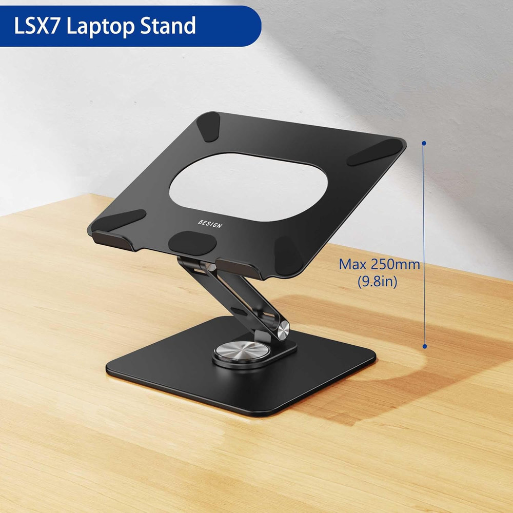 LSX7 Laptop Stand with 360 Rotating Base, Ergonomic Adjustable Notebook Riser Ho