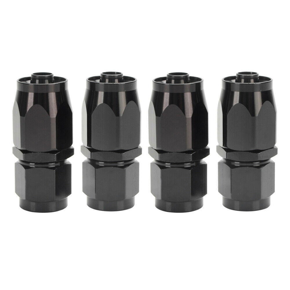 4PCs 6AN AN6 -6AN BLACK STRAIGHT SWIVEL FUEL OIL HOSE END FITTINGS