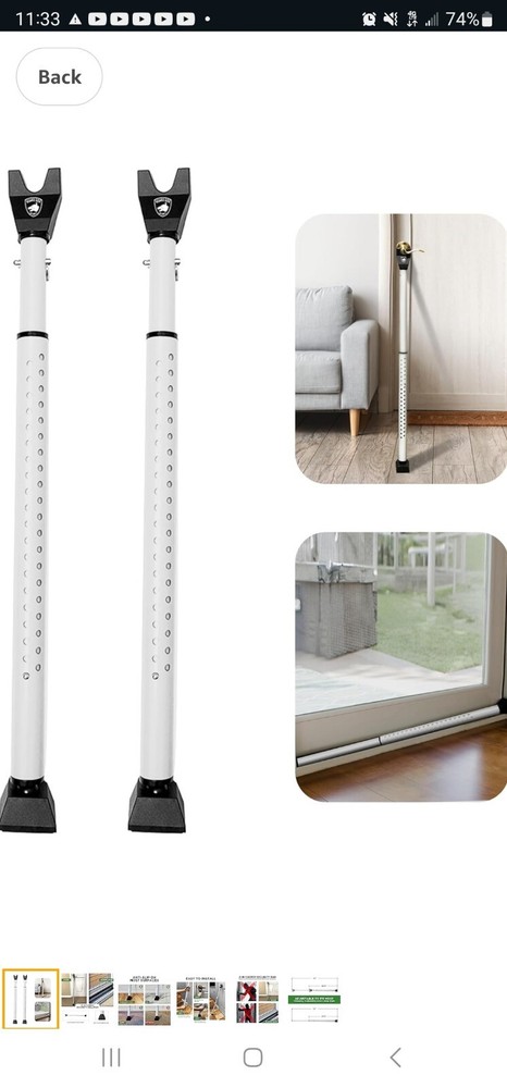 New Guard Dog Security DoorKeeper Adjustable Door Bar With Rubberized Base