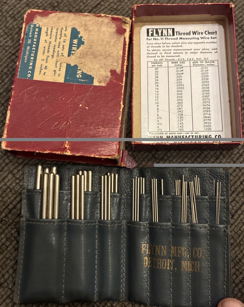 Vintage Flynn Boring Tool Co. Thread Measuring Wire Set