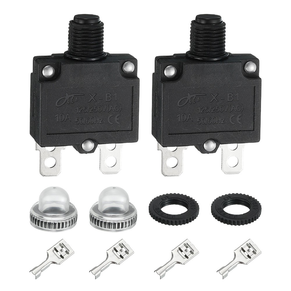 2 Pack X-B1 10Amp Circuit Breakers Manual Reset Push Button Overload Protector