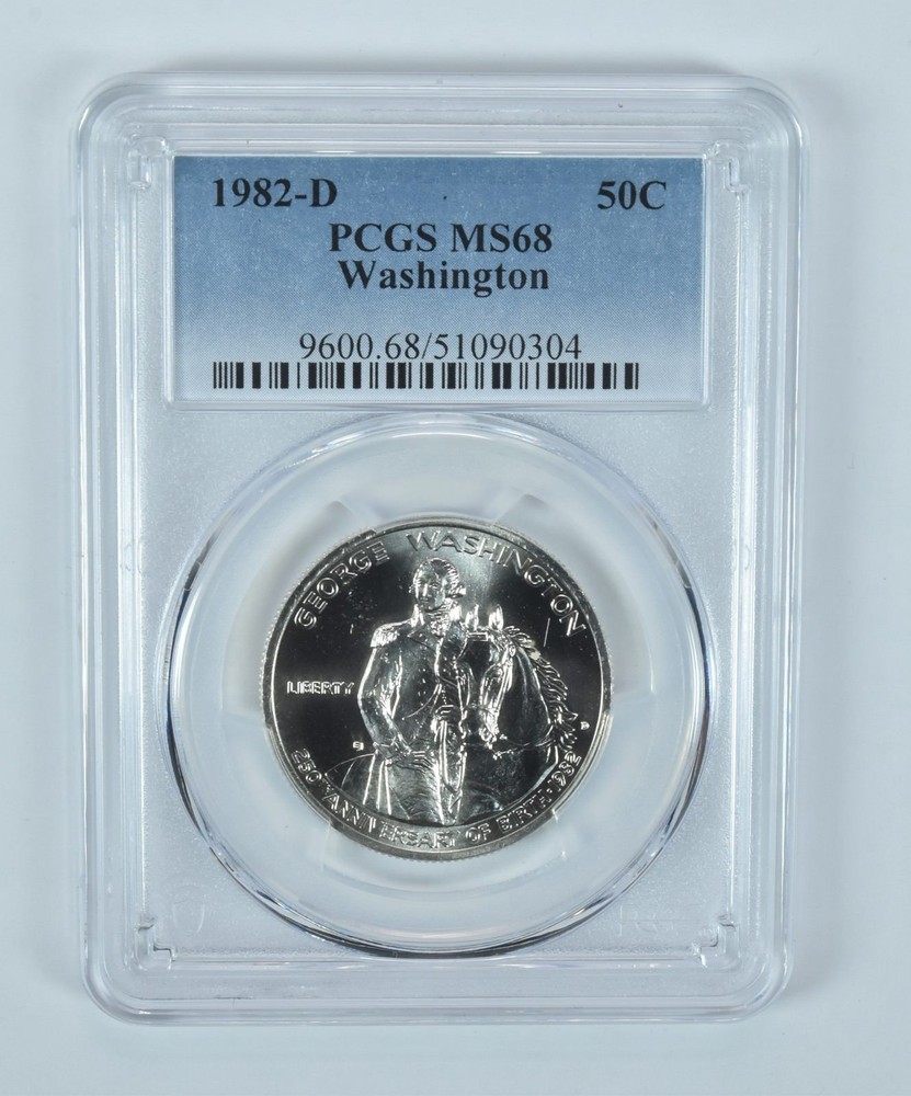 1982-D Washington Commemorative Half Dollar MS68 PCGS Blue Label