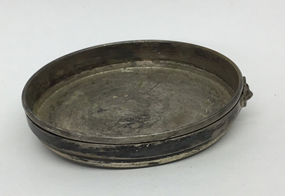 Vintage Silver Plate Shallow Trinket Dish w/Belt Design……..[B18]