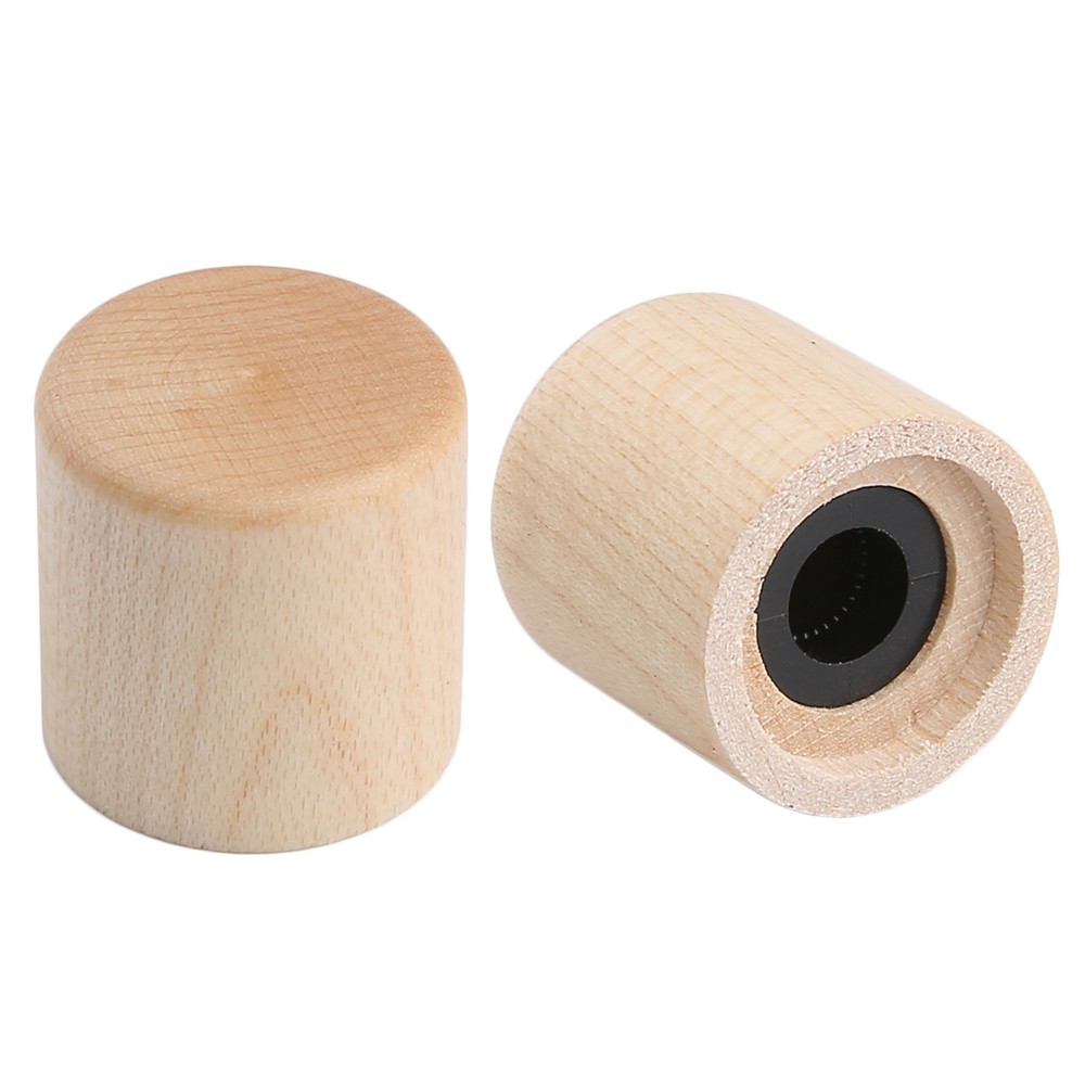 KAISH 2 Maple Wood Flat Top Dome Knobs Guitar Bass Wood Barrel Knobs