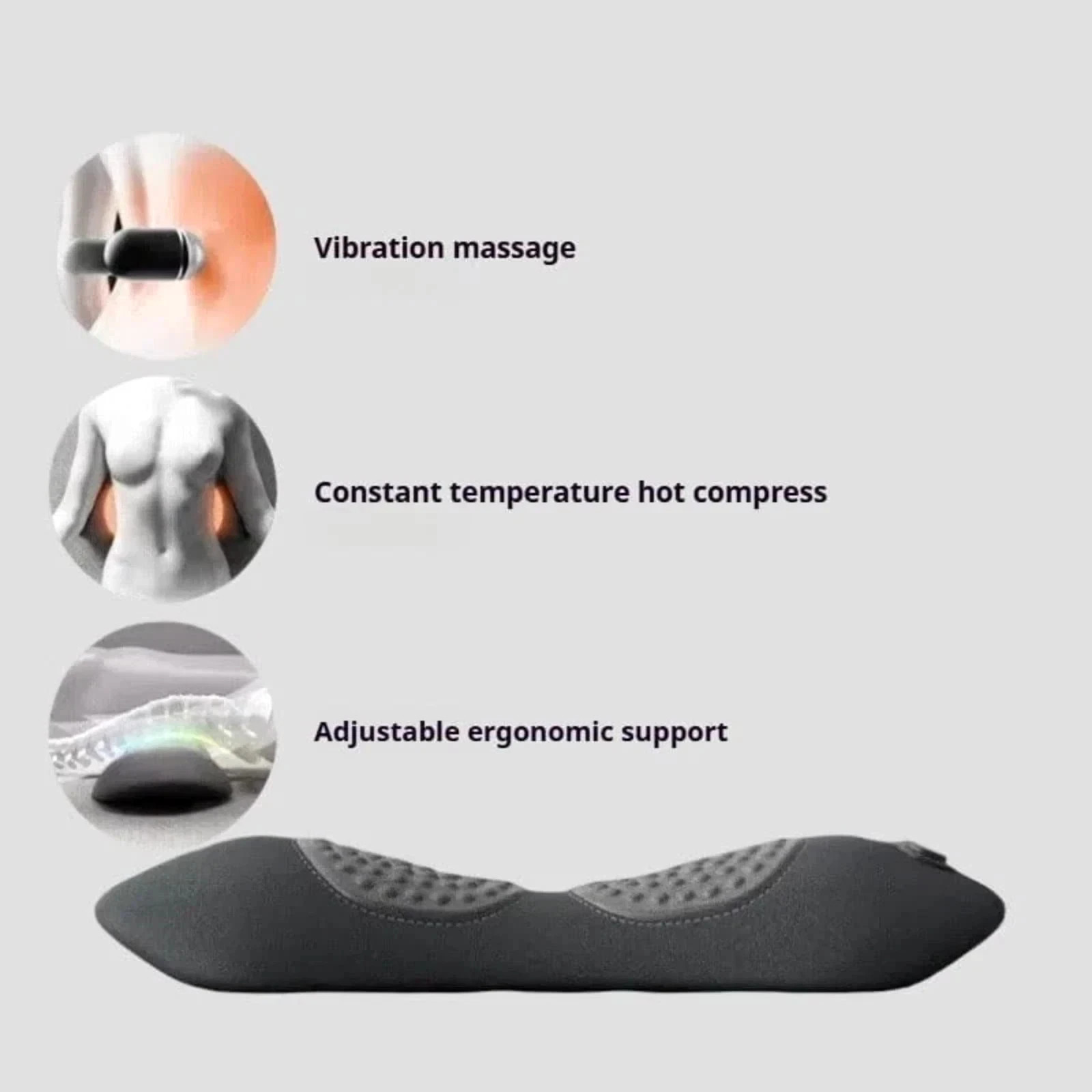 3 In 1 Electric Lumbar Support Pillow Smooth Spine Triple Fusion Back Massager