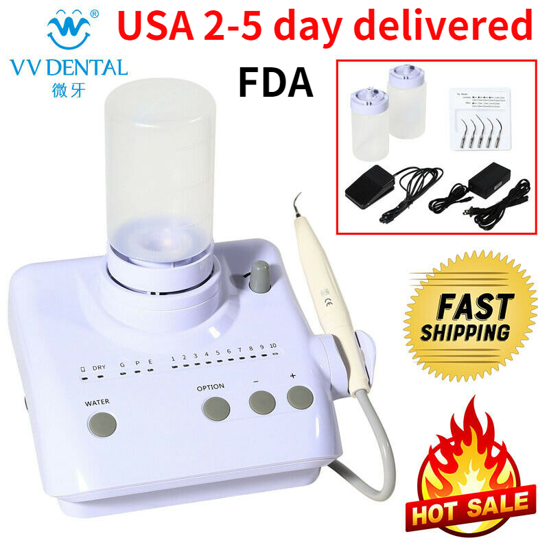 FDA Dental Scaler Ultrasonic Scaler Piezo for Cavitron EMS+Handpiece+2Bottles