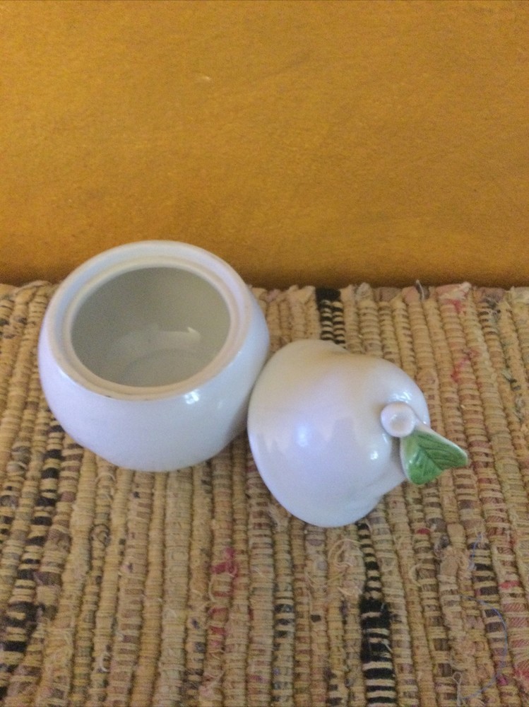Vintage White Ceramic Numbered Pear Bowl With Lid