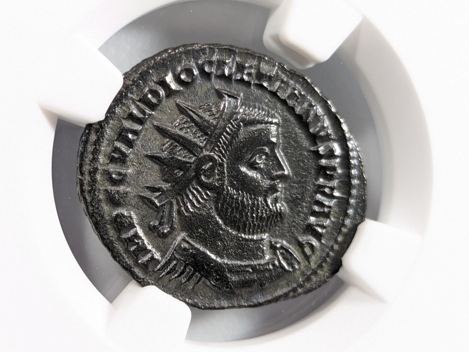 Diocletian Roman Empire AD 284-305 NGC AU Post Ref Radiate Aurelianianus Soldier