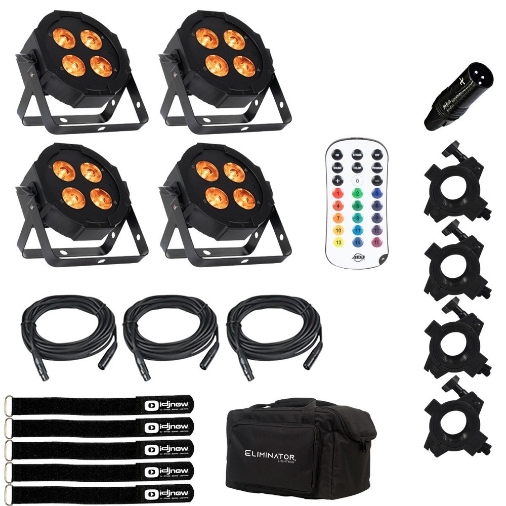 Eliminator Lighting Mega Flat Hex L PAK4 Includes 4x Mega Hex Pars, Remote, C...