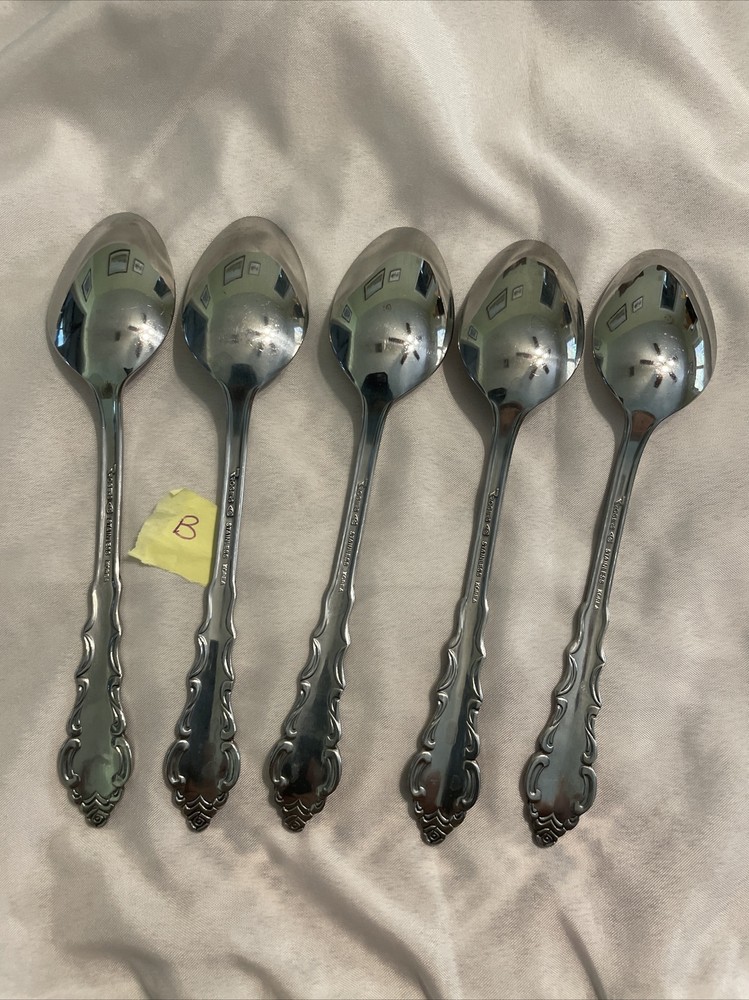 5 Pcs Rogers Co MELODY Teaspoons Silverware Flatware Spoons Nice Korea