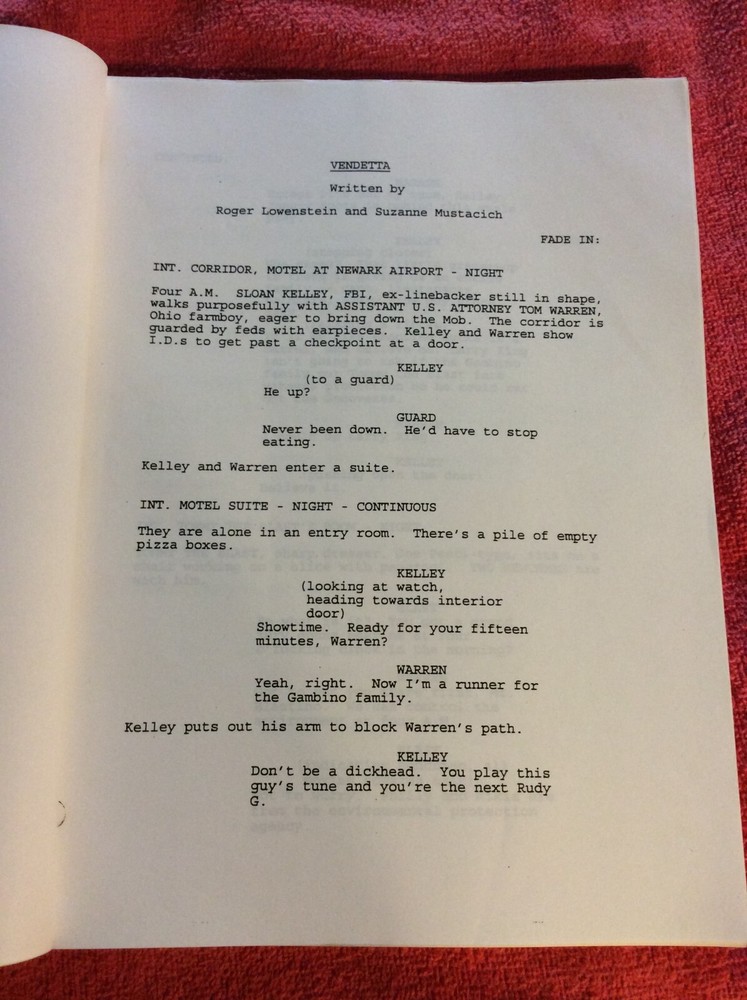 ORIGINAL SCRIPT VENDETTA 1996 DRAFT ROGER LOWENSTEIN SUZANNE MUSTACICH