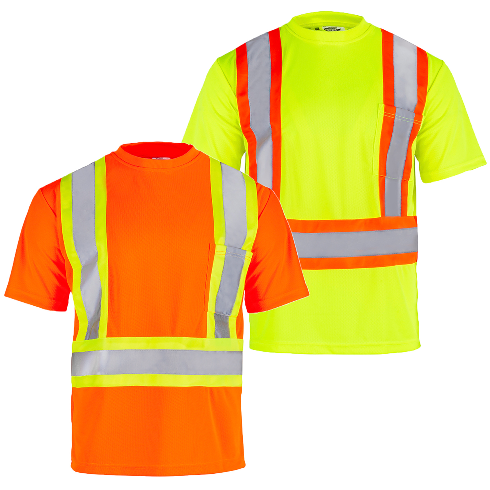5 PACK Hi Vis Shirt ANSI Class 2 Reflective Safety Short Sleeve HIGH VISIBILITY