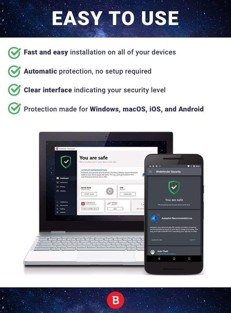 Bitdefender Total Security 2026 - 1 Year 10 Devices (Windows, MAC, Android, iOS)