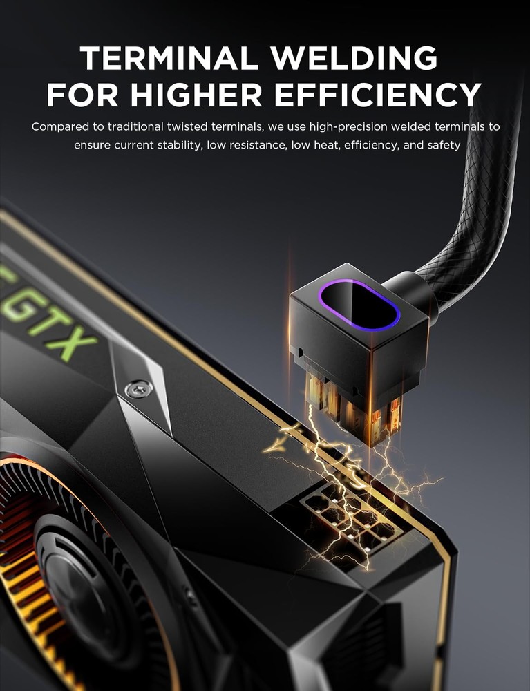 Hydrus-8PIN GPU PSU Extension Cable ARGB Light, Copper Wire Power Extension C...