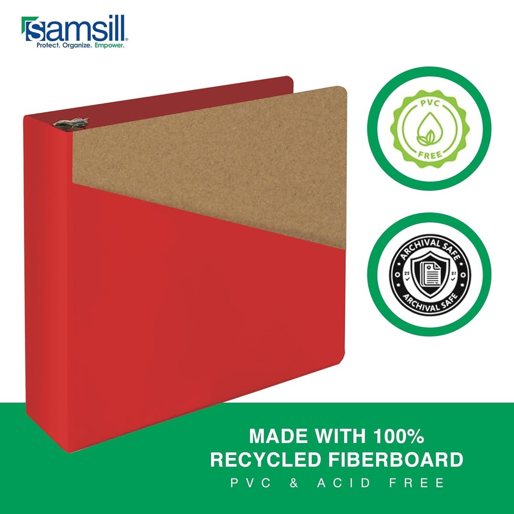 Durable 3 Inch Binder D Ring Binder Customizable Clear View Cover Ruby Red Holds